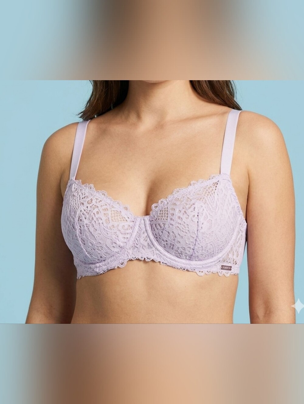DOBREVA Lace Underwire Balcony Bra - Lavender Size 34D Bundle Of 2 Pieces.